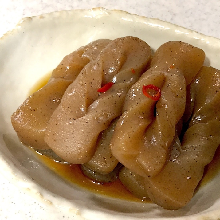 こんにゃくの煮物 ピリ辛ねじりこんにゃく レシピ 作り方 By Balletmom 楽天レシピ